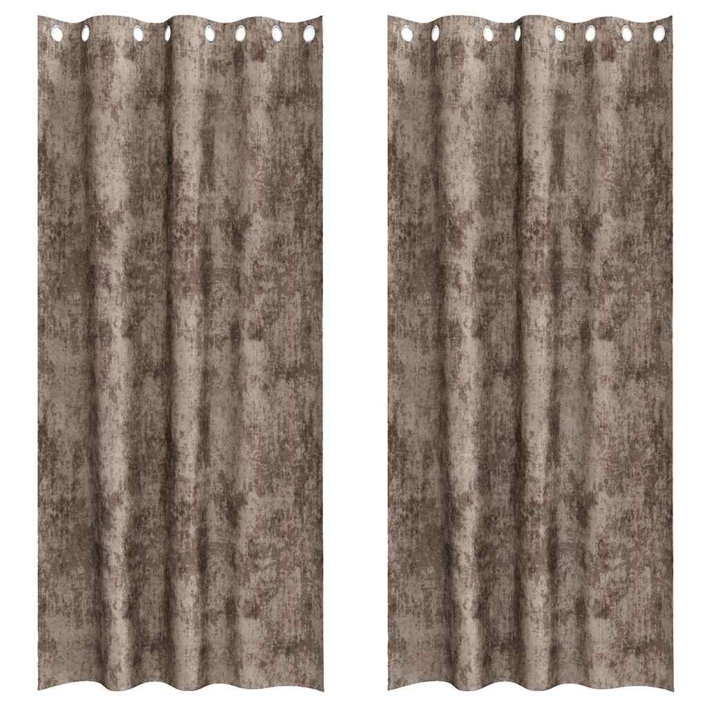 Velvet Curtains 2 pcs Cappuccino 245 x 140 cm Velvet