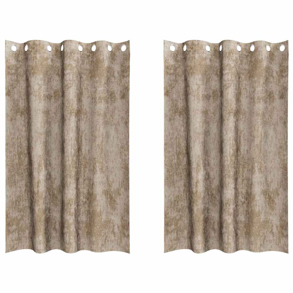 Velvet Curtains 2 pcs Champagne 175 x 140 cm Velvet