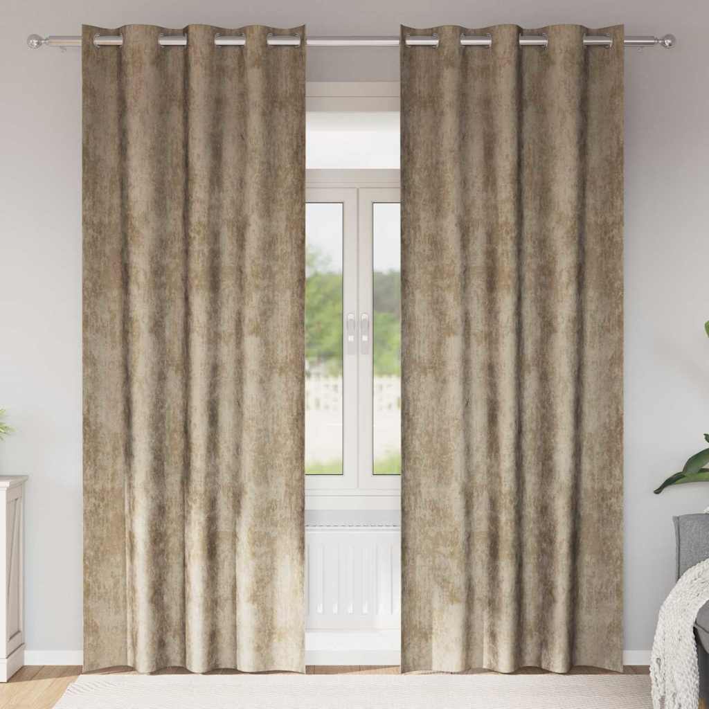 Velvet Curtains 2 pcs Champagne 260 x 140 cm Velvet