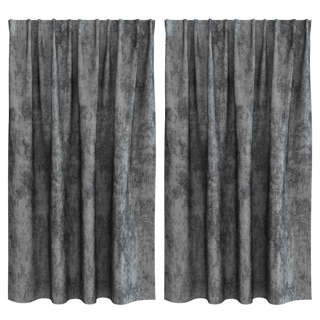 Velvet Curtains with Curtains 2 pcs Grey 140 x 140 cm Velvet
