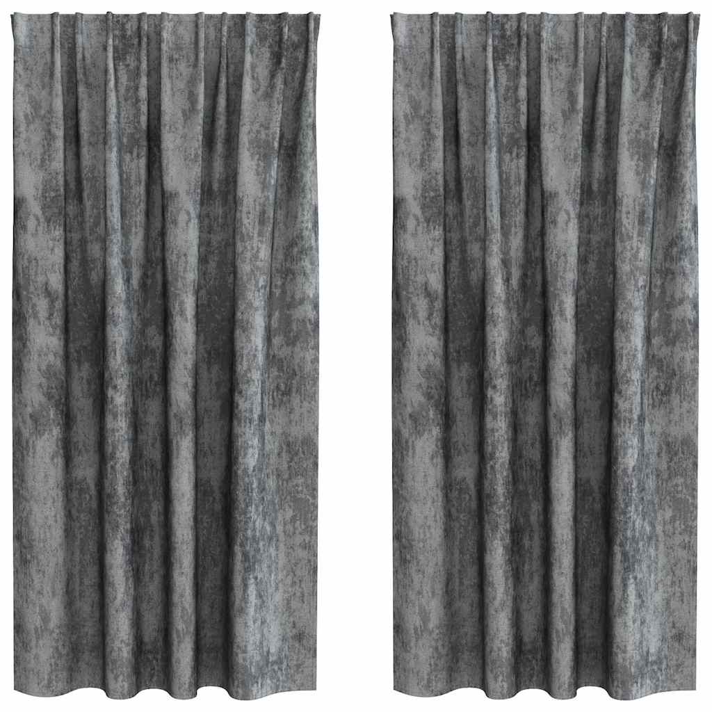 Velvet Curtains with Curtains 2 pcs Grey 175 x 140 cm Velvet