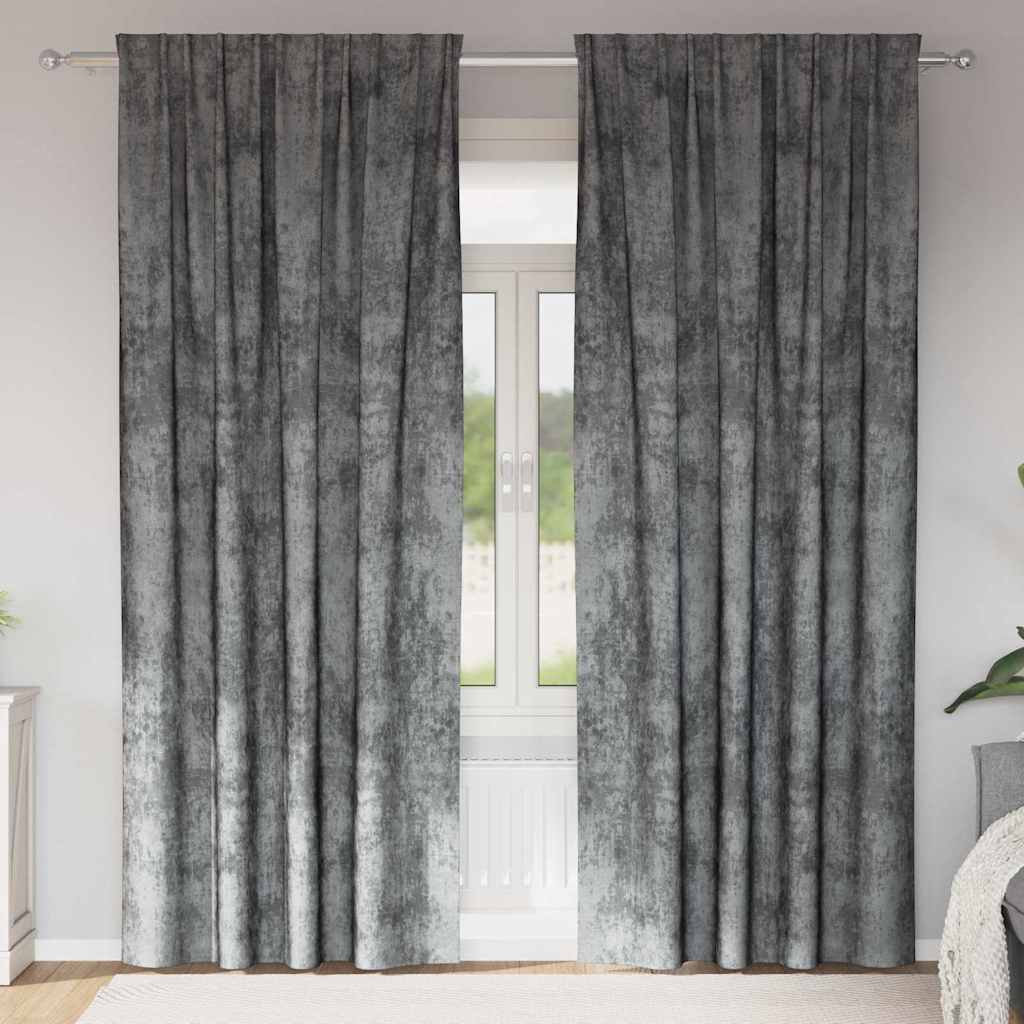 Velvet Curtains with Curtains 2 pcs Grey 225 x 140 cm Velvet