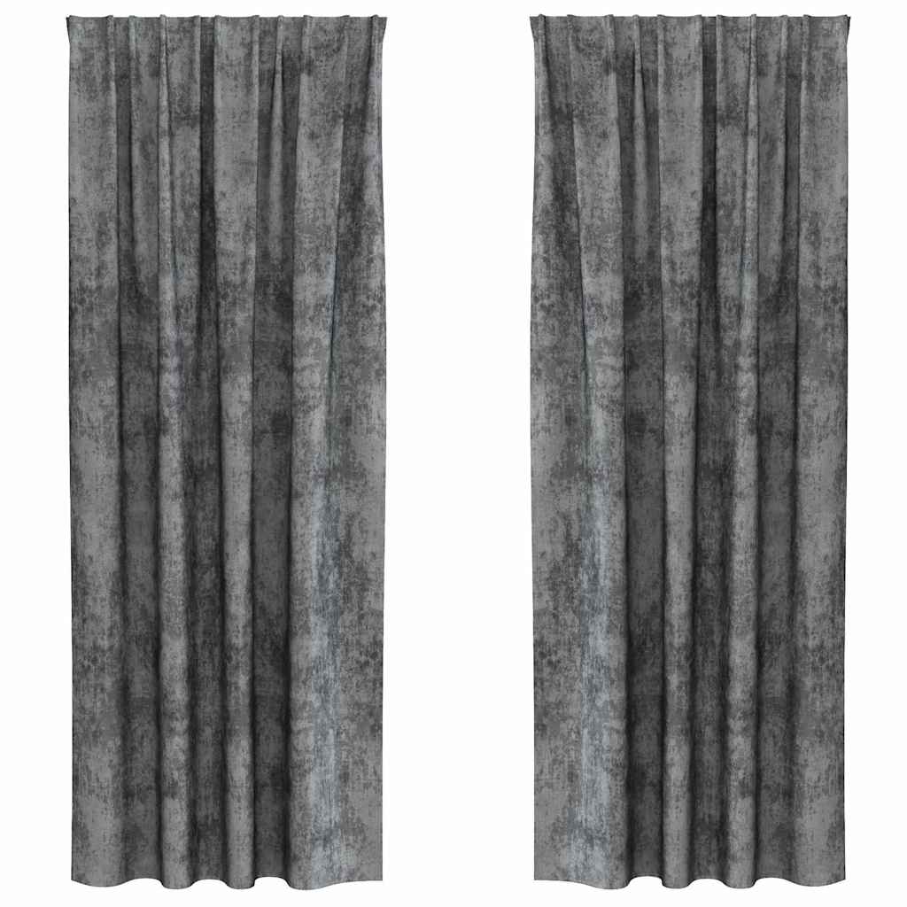Velvet Curtains with Curtains 2 pcs Grey 225 x 140 cm Velvet