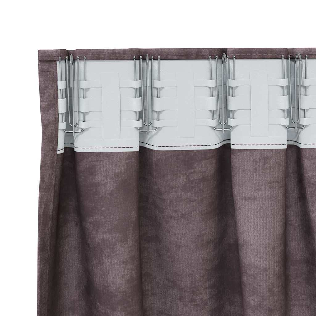 Velvet Curtains with Curtains 2 pcs Brown 140 x 140 cm Velvet