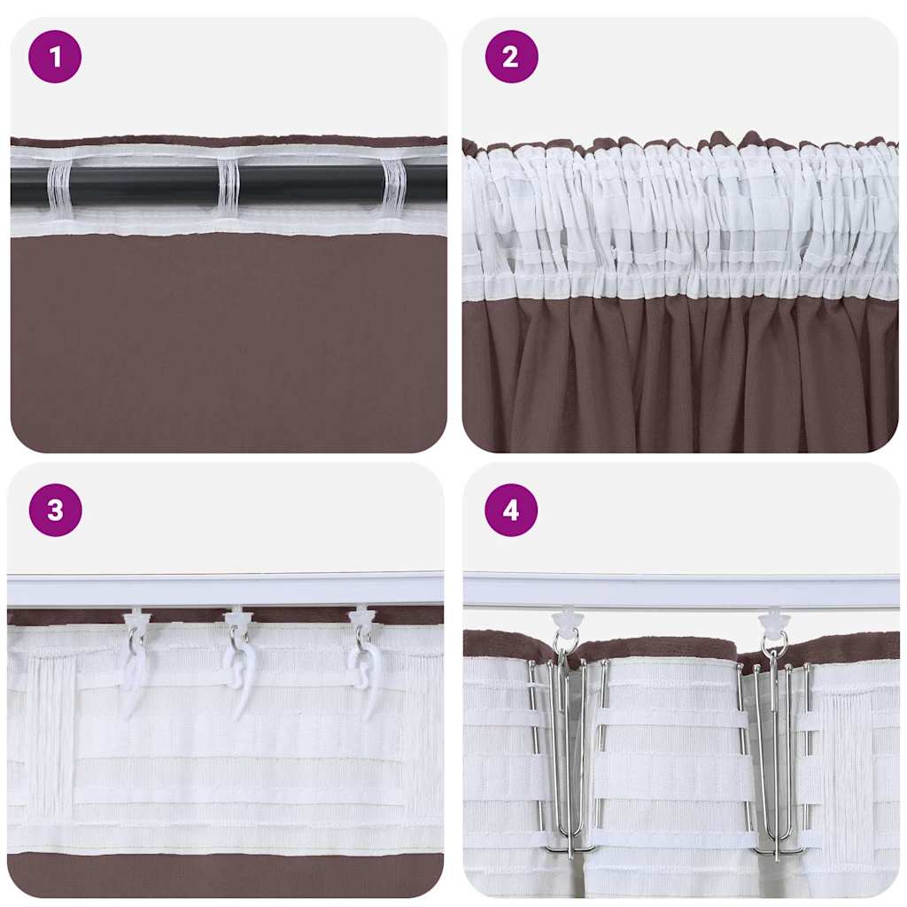 Velvet Curtains with Curtains 2 pcs Brown 140 x 140 cm Velvet