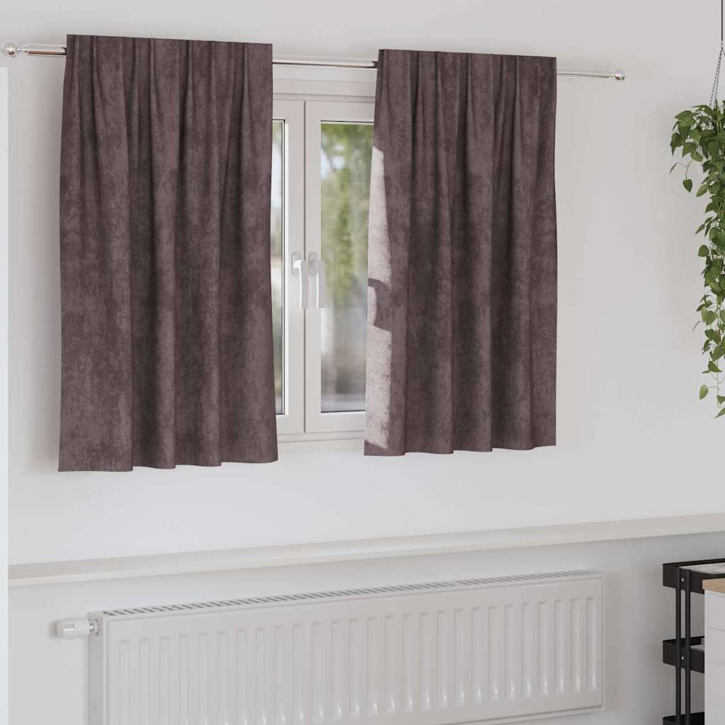 Velvet Curtains with Curtains 2 pcs Brown 140 x 140 cm Velvet