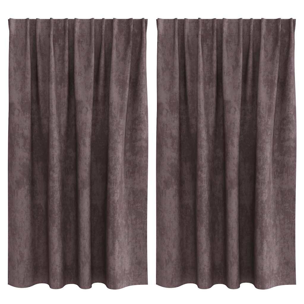 Velvet Curtains with Curtains 2 pcs Brown 140 x 140 cm Velvet
