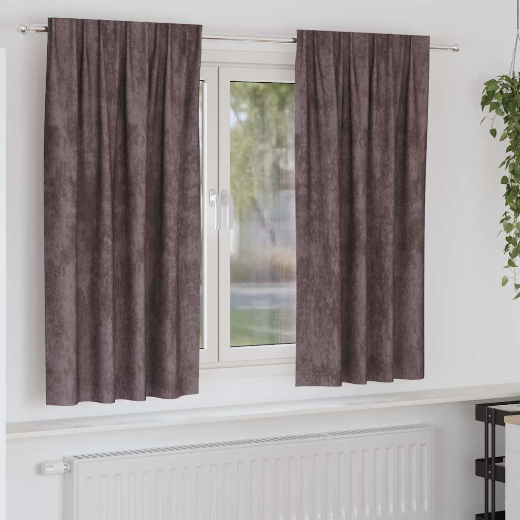 Velvet Curtains with Curtains 2 pcs Brown 175 x 140 cm Velvet