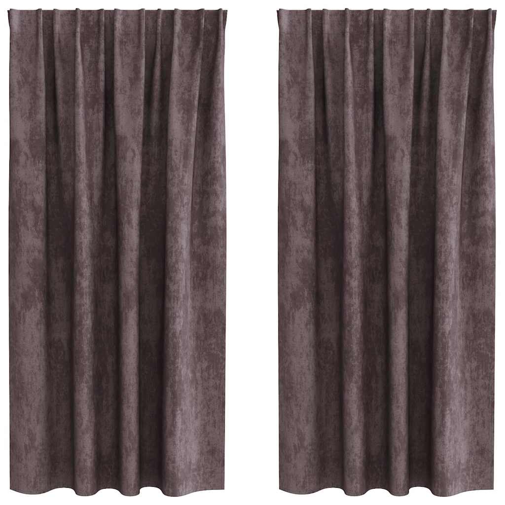 Velvet Curtains with Curtains 2 pcs Brown 175 x 140 cm Velvet