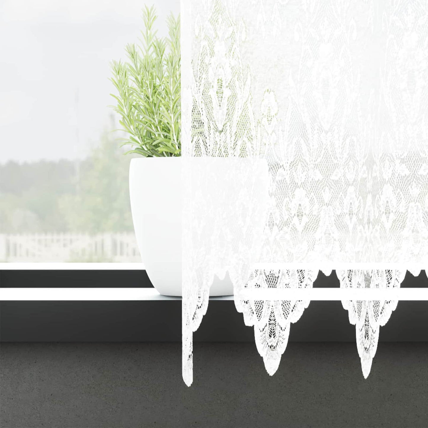 Lace Curtain with Curtains Floral White 240 x 500 cm Polyester