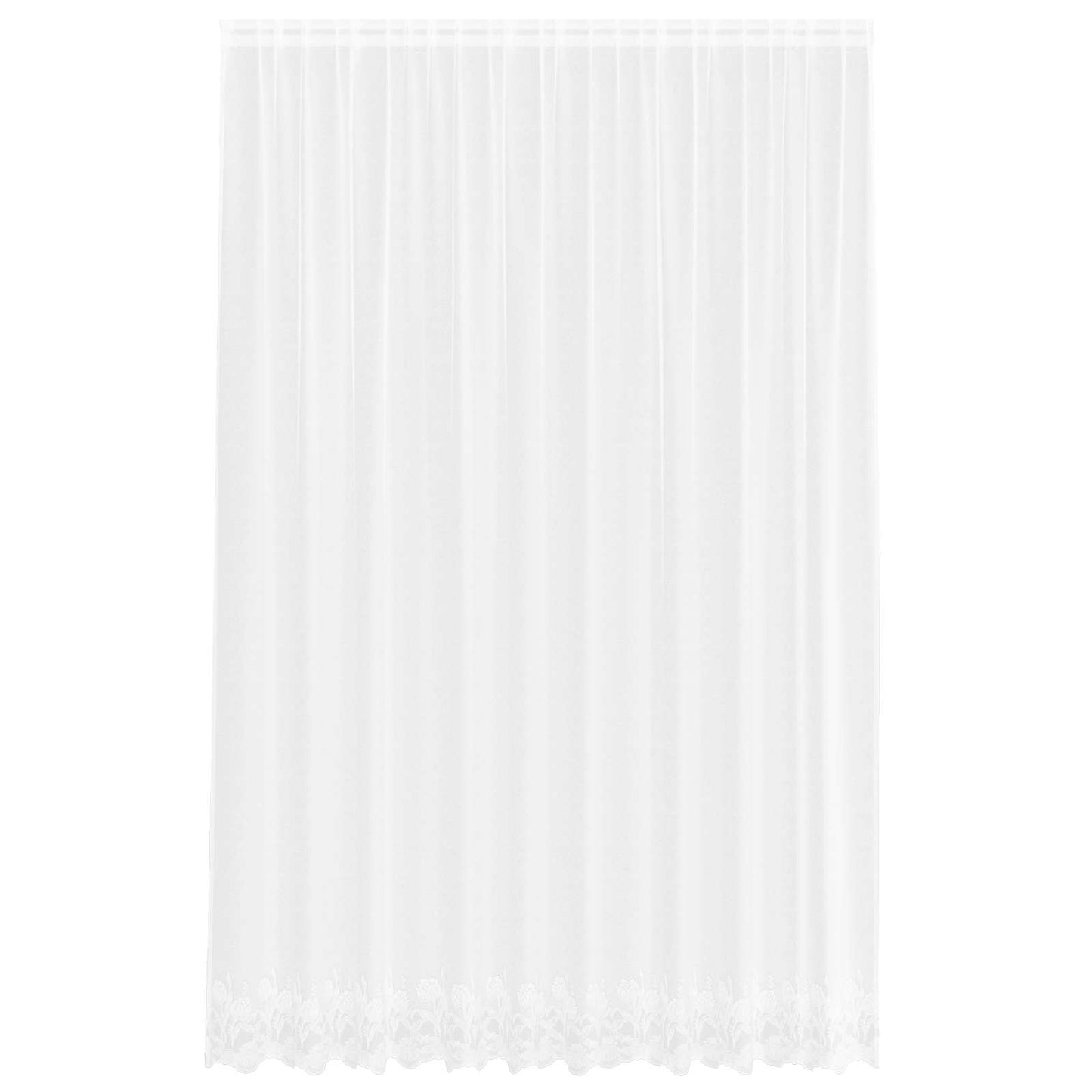 Lace Curtain with Curtains Floral White 260 x 300 cm Polyester