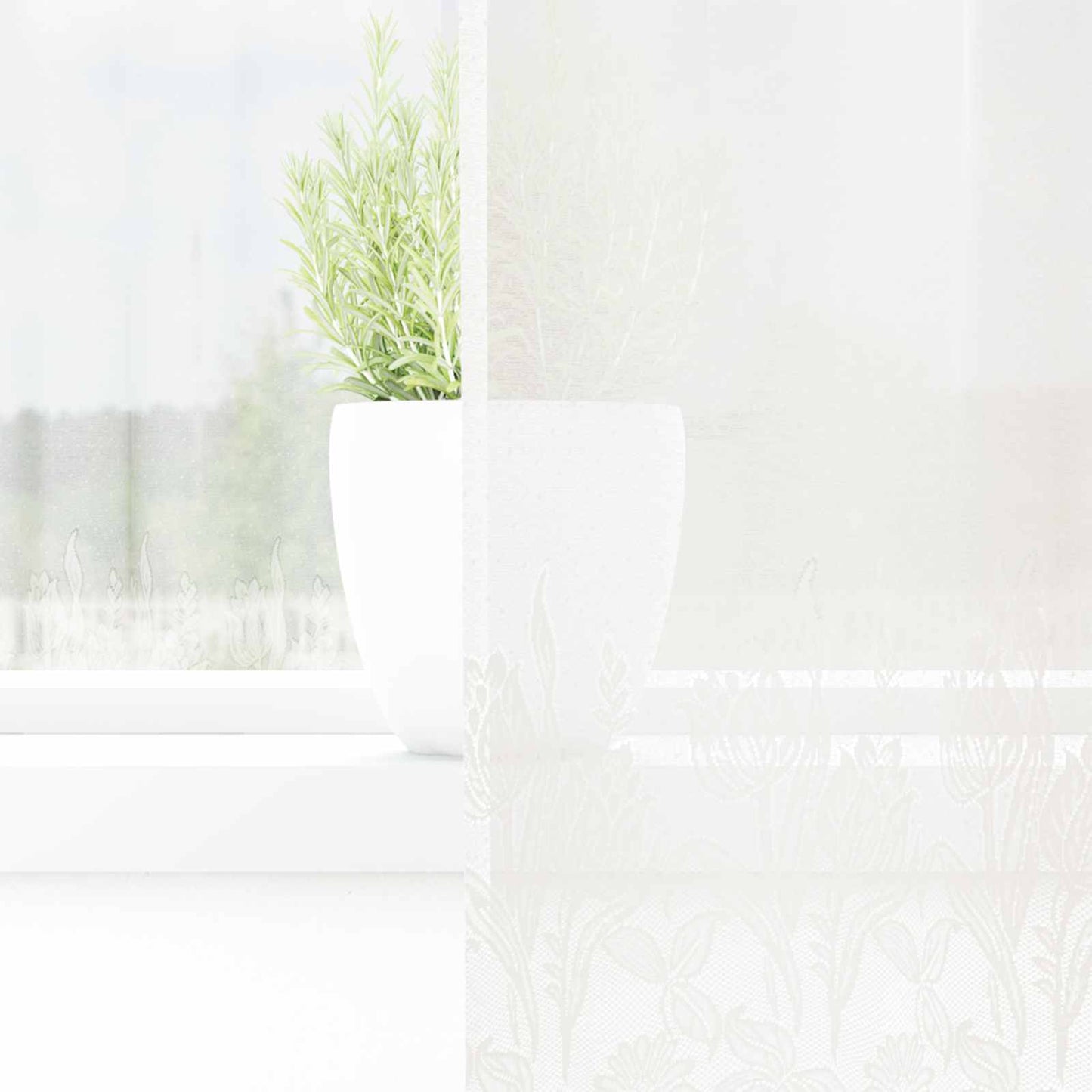 Lace Curtain with Curtains Floral White 280 x 300 cm Polyester