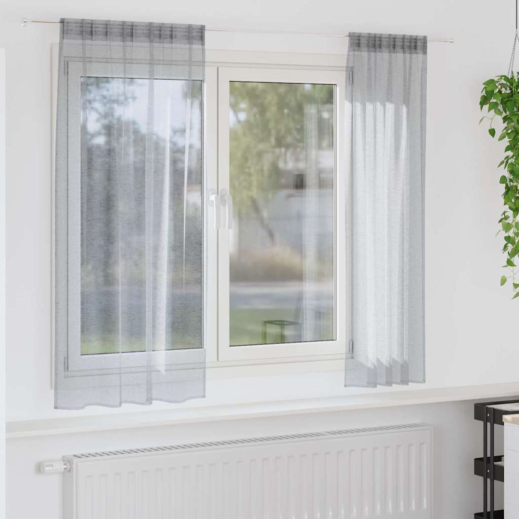 Voile Curtain 2 pcs Dark Grey 175 x 140 cm Polyester