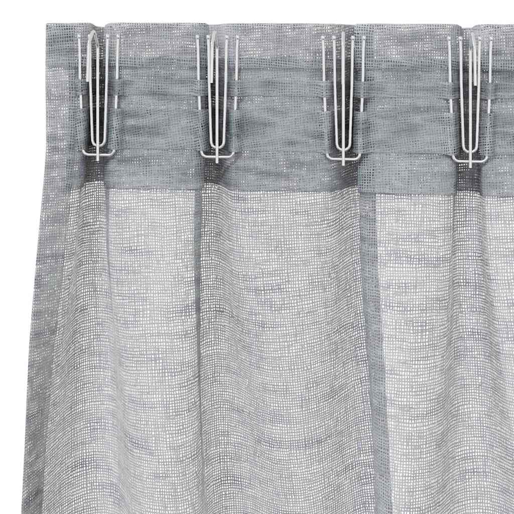 Voile Curtain 2 pcs Dark Grey 225 x 140 cm Polyester