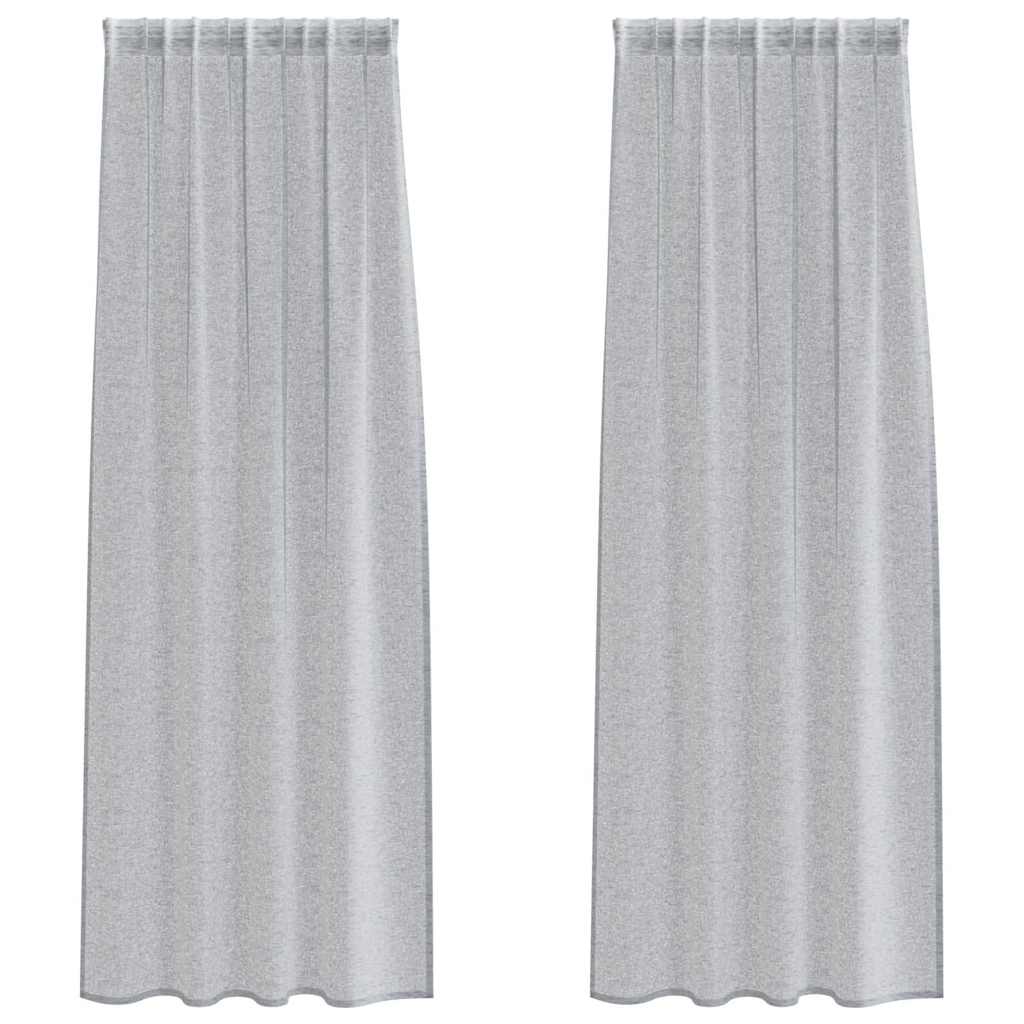Voile Curtain 2 pcs Dark Grey 225 x 140 cm Polyester
