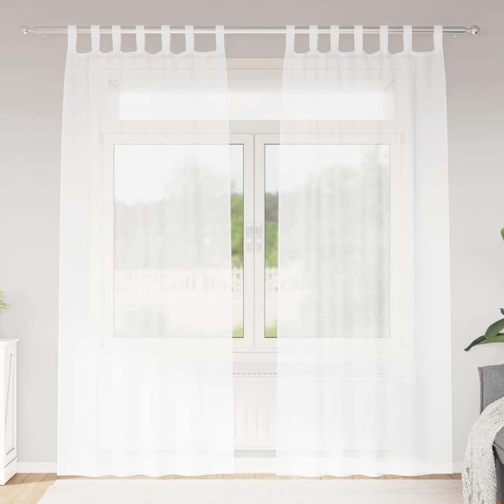 Voile Curtain with Curtains 2 pcs White 260 x 140 cm Polyester