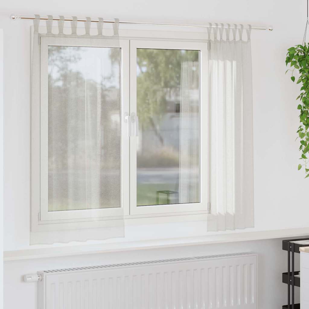 Voile Curtain with Curtains 2 pcs Cream 175 x 140 cm Polyester