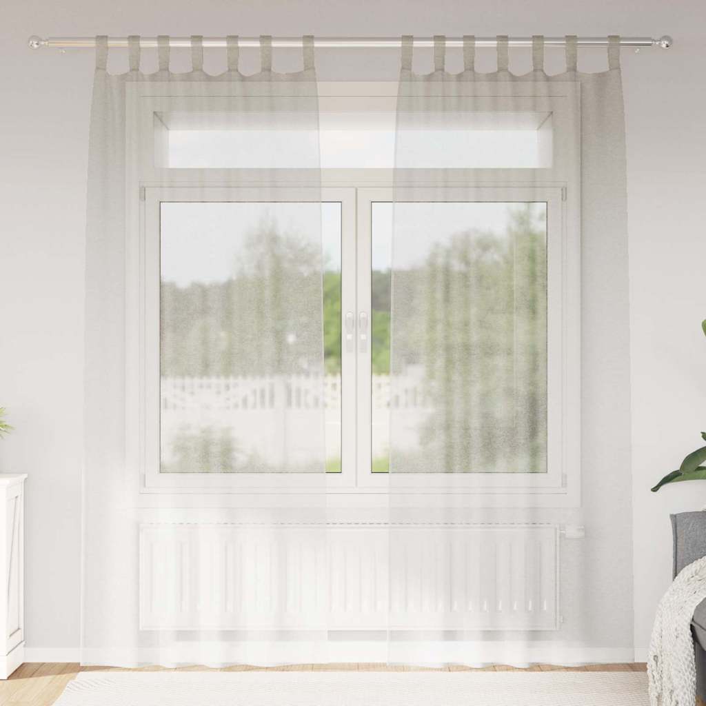 Voile Curtain with Curtains 2 pcs Cream 225 x 140 cm Polyester