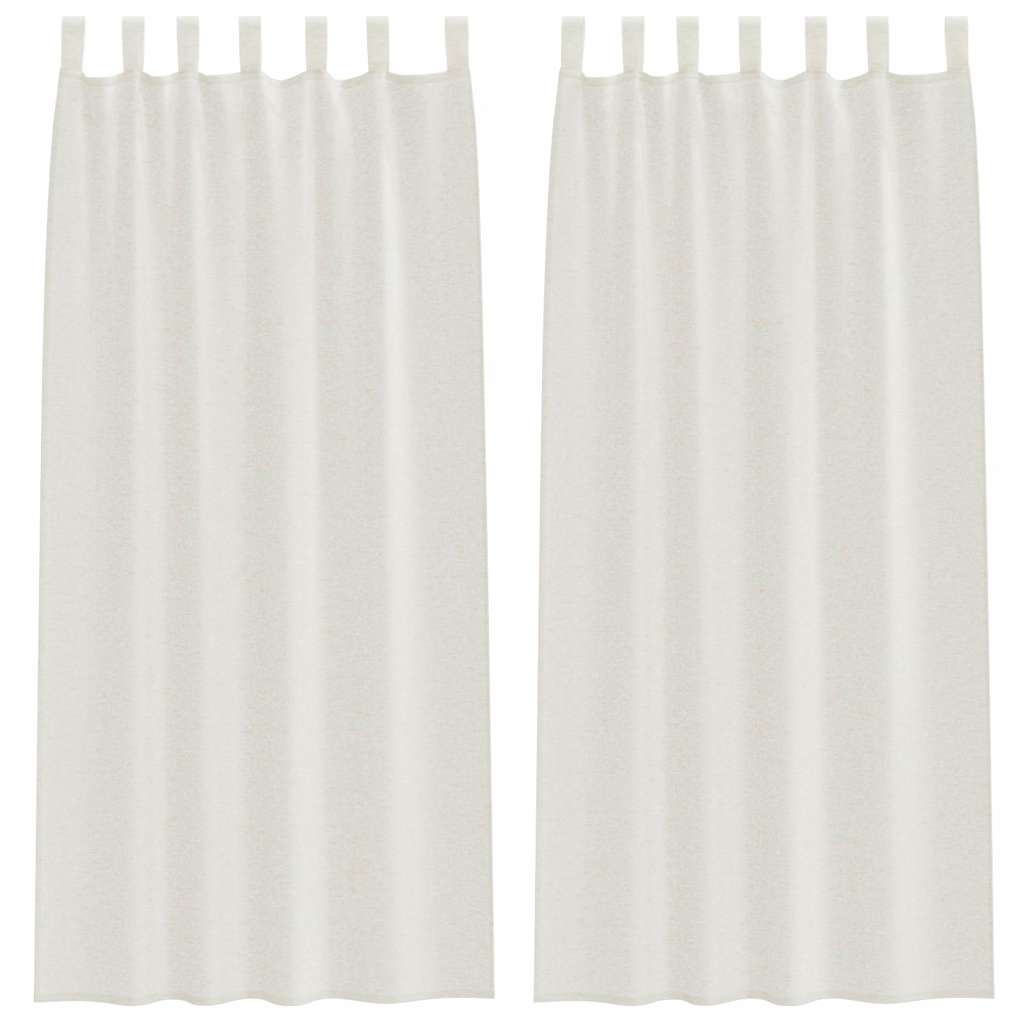 Voile Curtain with Curtains 2 pcs Cream 225 x 140 cm Polyester