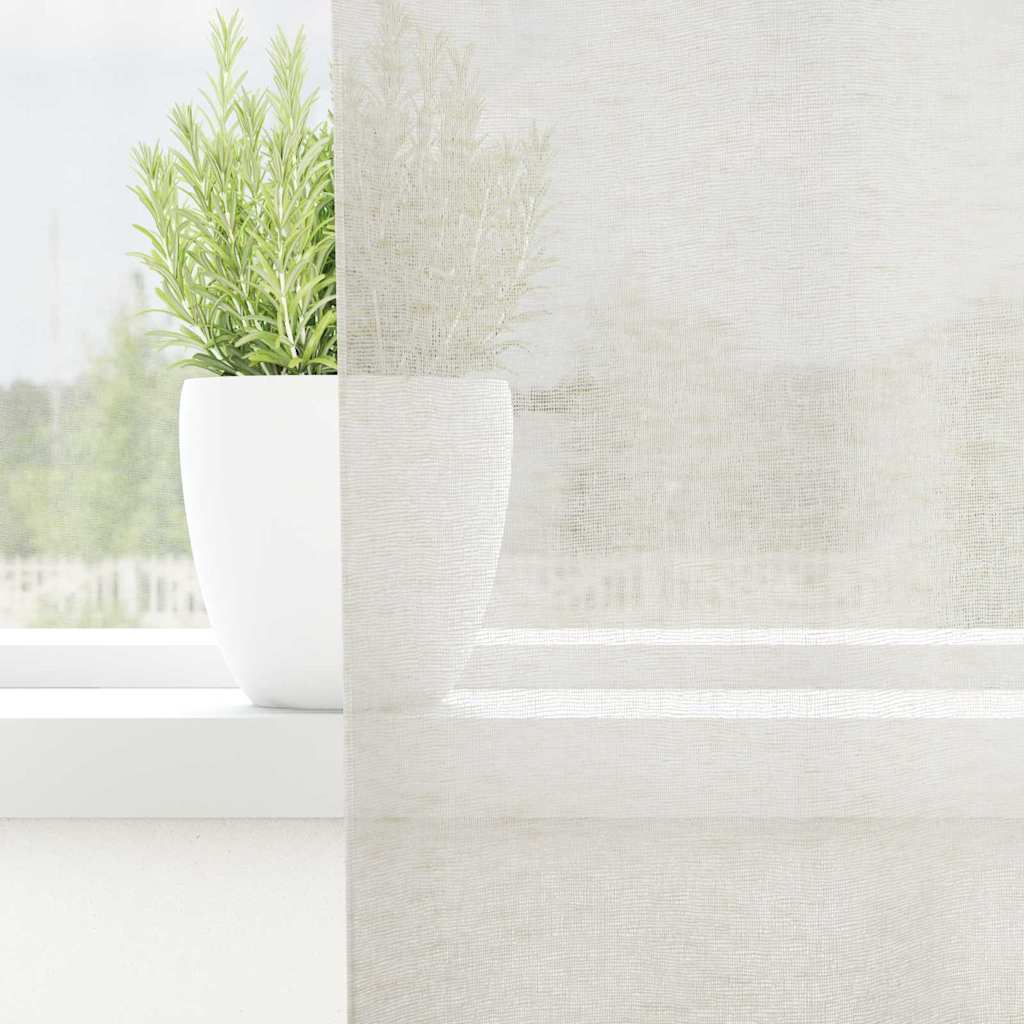 Voile Curtain with Curtains 2 pcs Cream 245 x 140 cm Polyester