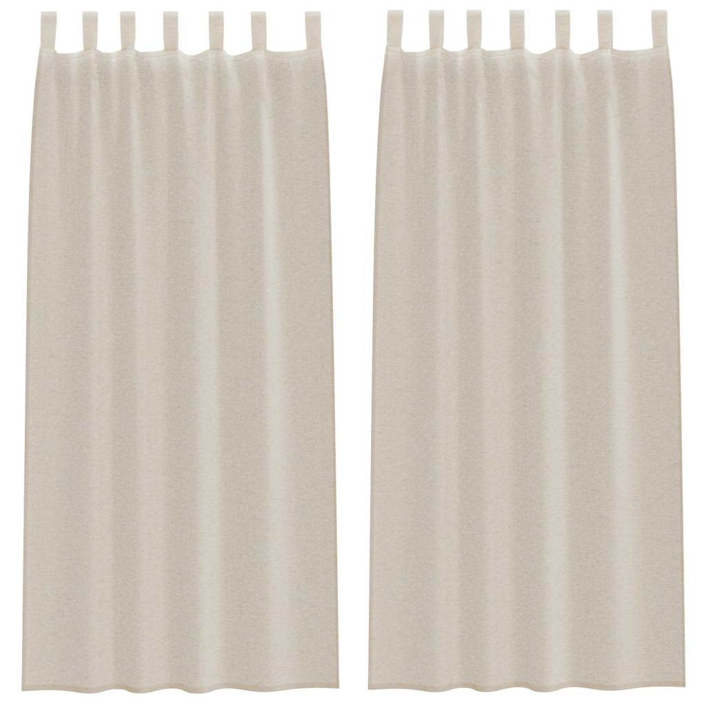 Voile Curtain with Curtains 2 pcs Sand 225 x 140 cm Polyester
