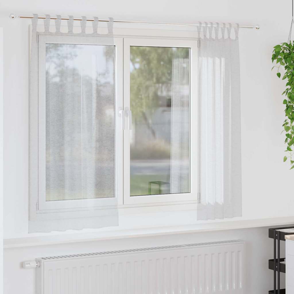 Voile Curtain 2 pcs Light Grey 175 x 140 cm Polyester