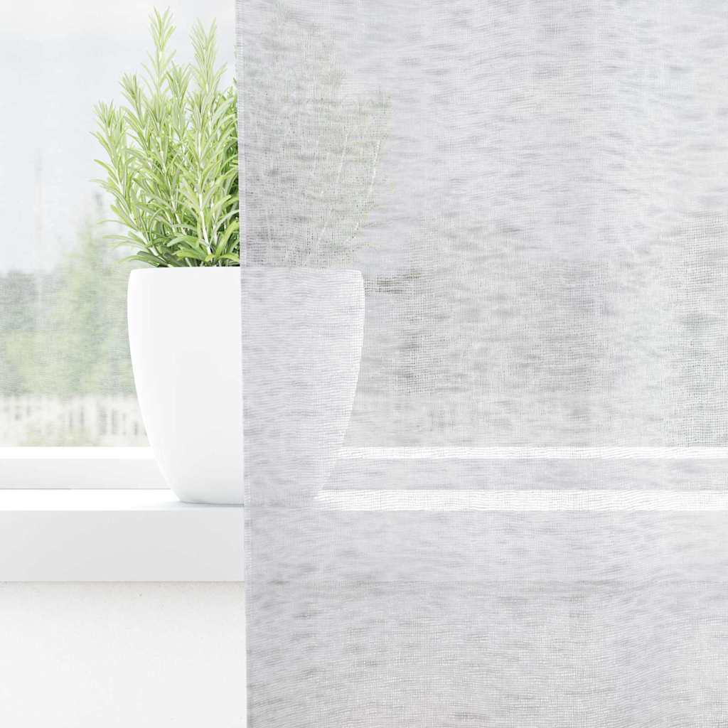 Voile Curtain 2 pcs Light Grey 225 x 140 cm Polyester