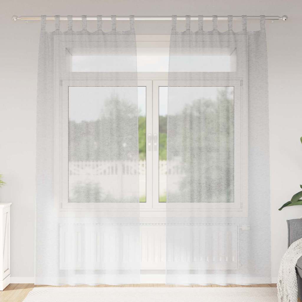 Voile Curtain 2 pcs Light Grey 225 x 140 cm Polyester