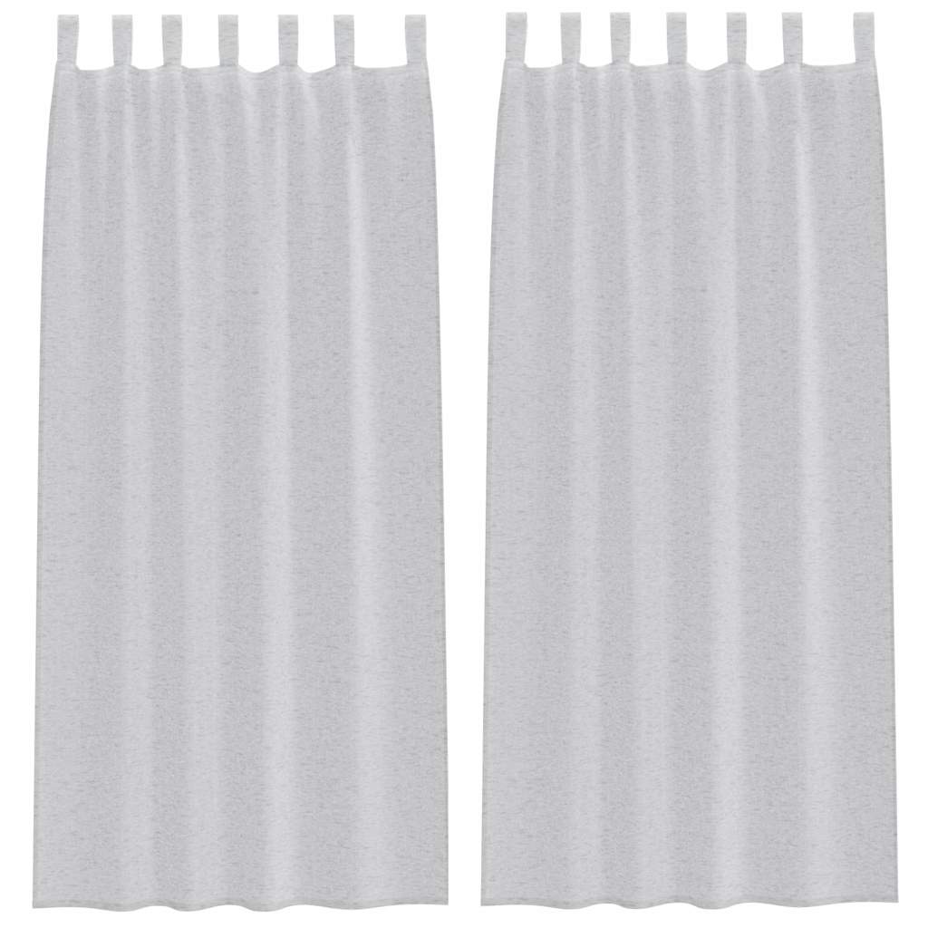 Voile Curtain 2 pcs Light Grey 225 x 140 cm Polyester