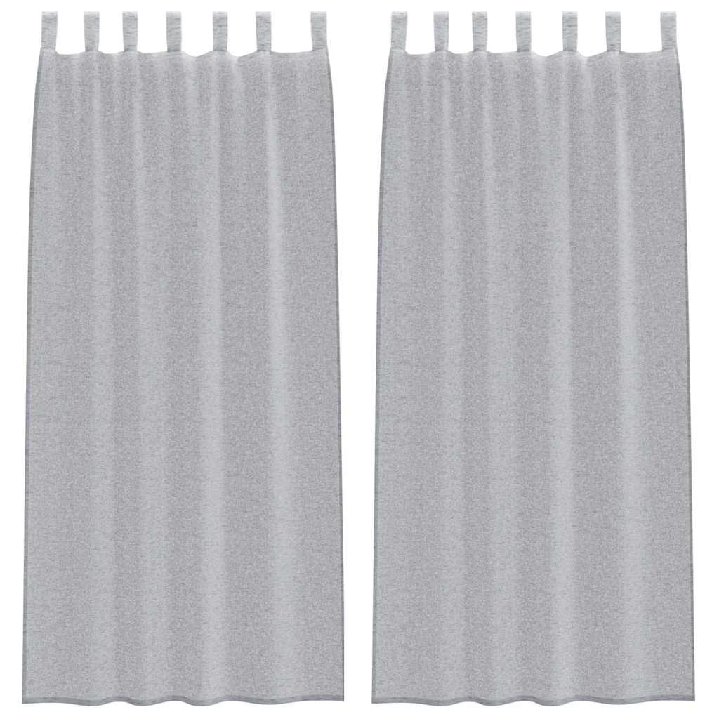 Voile Curtain 2 pcs Dark Grey 245 x 140 cm Polyester
