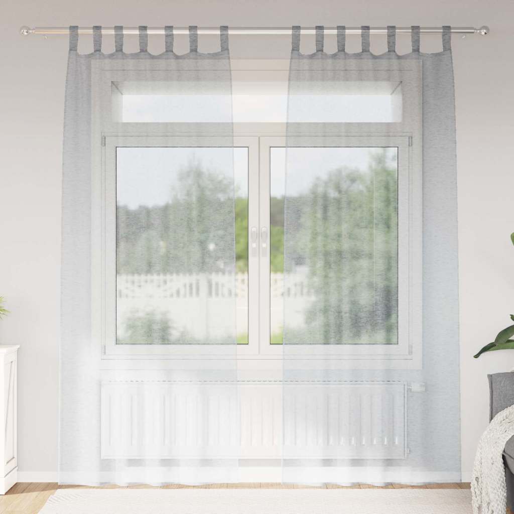 Voile Curtain 2 pcs Dark Grey 260 x 140 cm Polyester