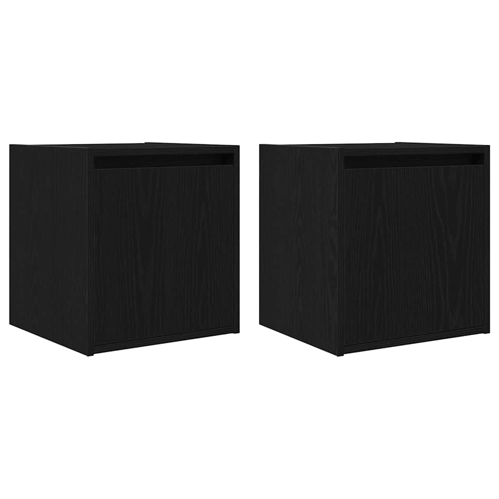vidaXL Wall-Mounted Bedside Cabinets 2 pcs Black 38x34x40 cm