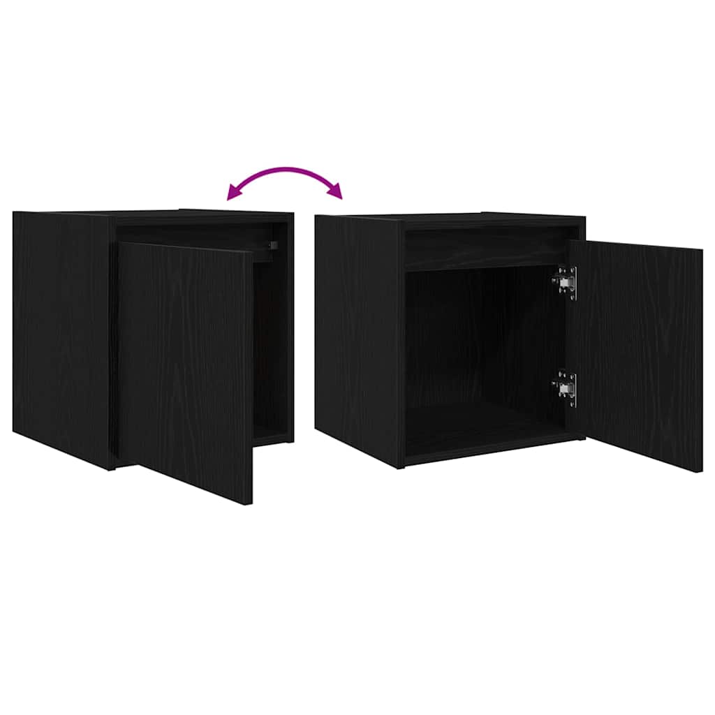 vidaXL Wall-Mounted Bedside Cabinets 2 pcs Black 38x34x40 cm