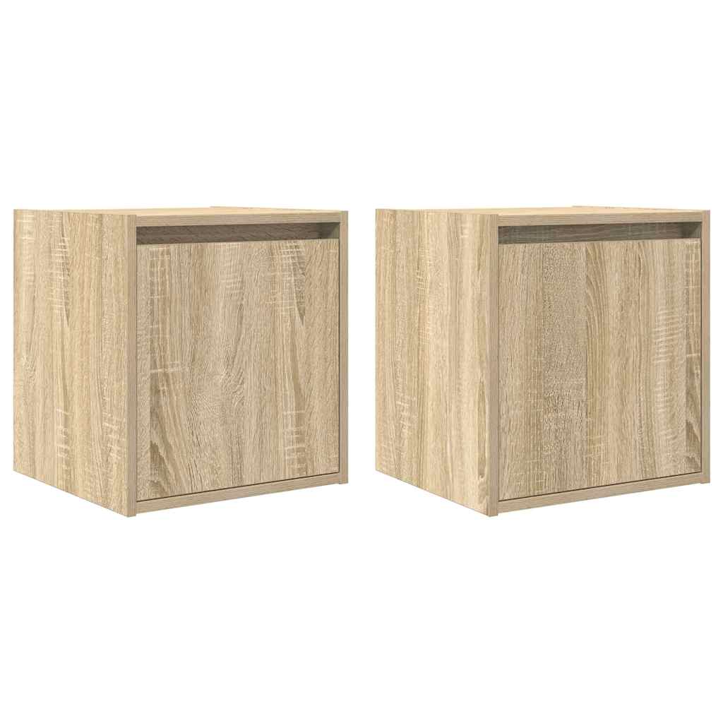 vidaXL Wall-Mounted Bedside Cabinets 2 pcs Sonoma Oak 38x34x40 cm