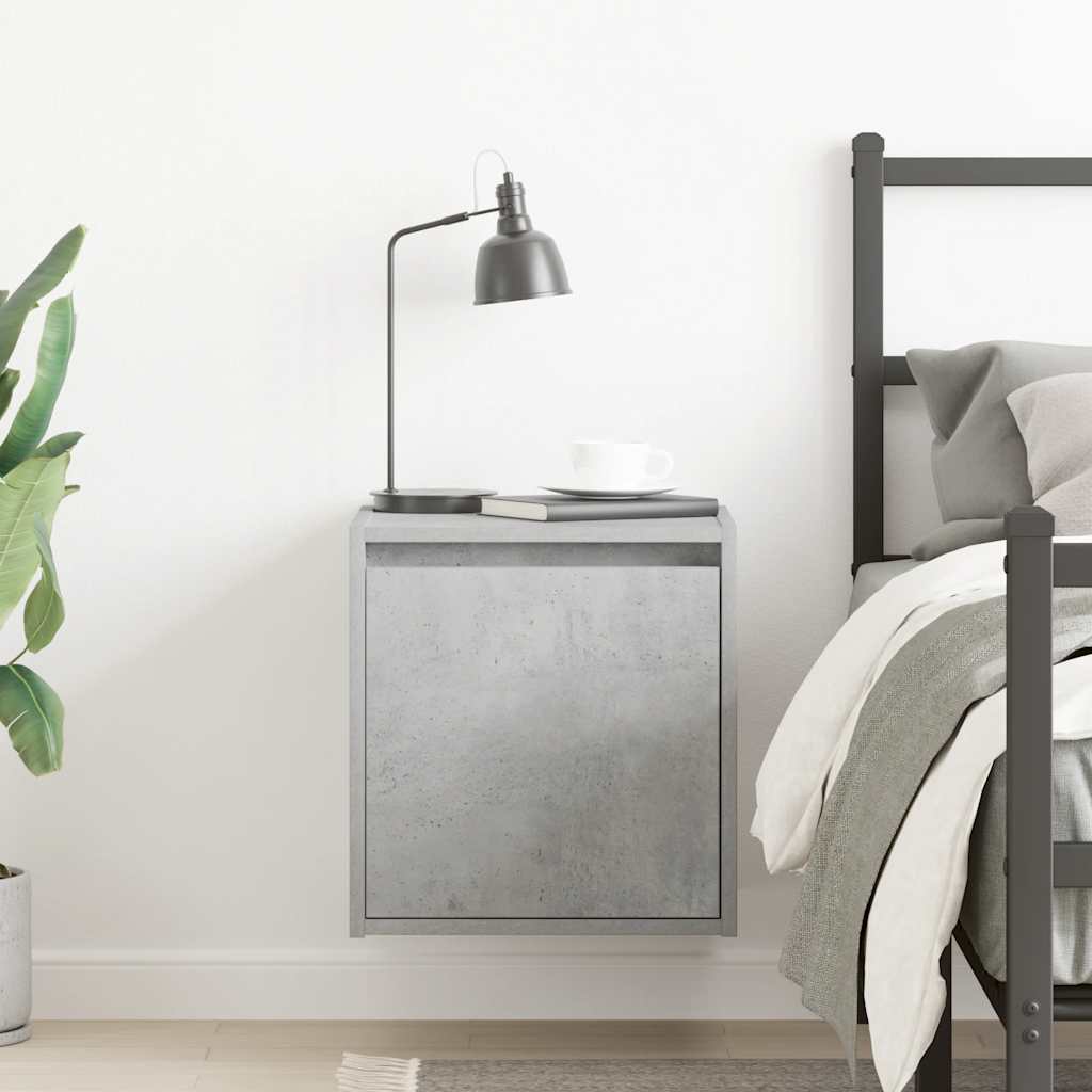 vidaXL Wall-Mounted Bedside Cabinet Concrete Grey 38x34x40 cm