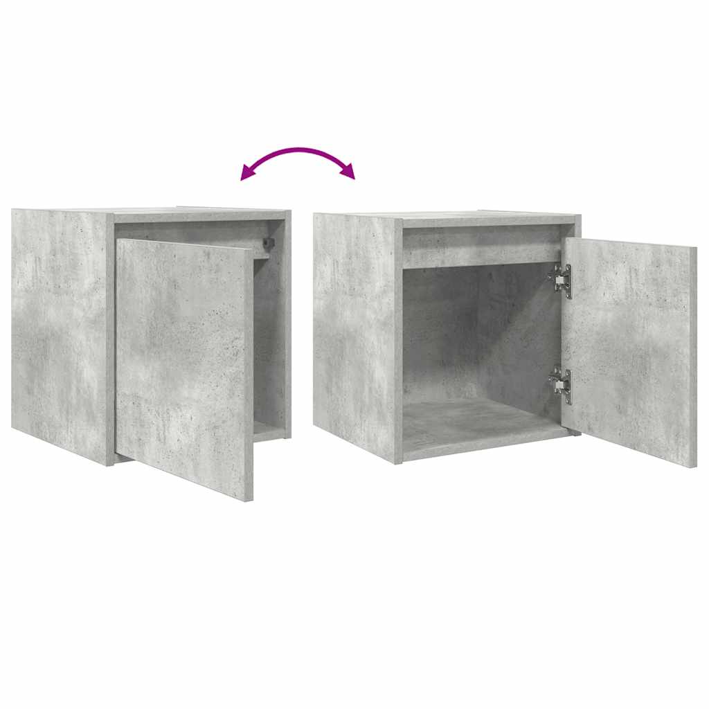 vidaXL Wall-Mounted Bedside Cabinet Concrete Grey 38x34x40 cm