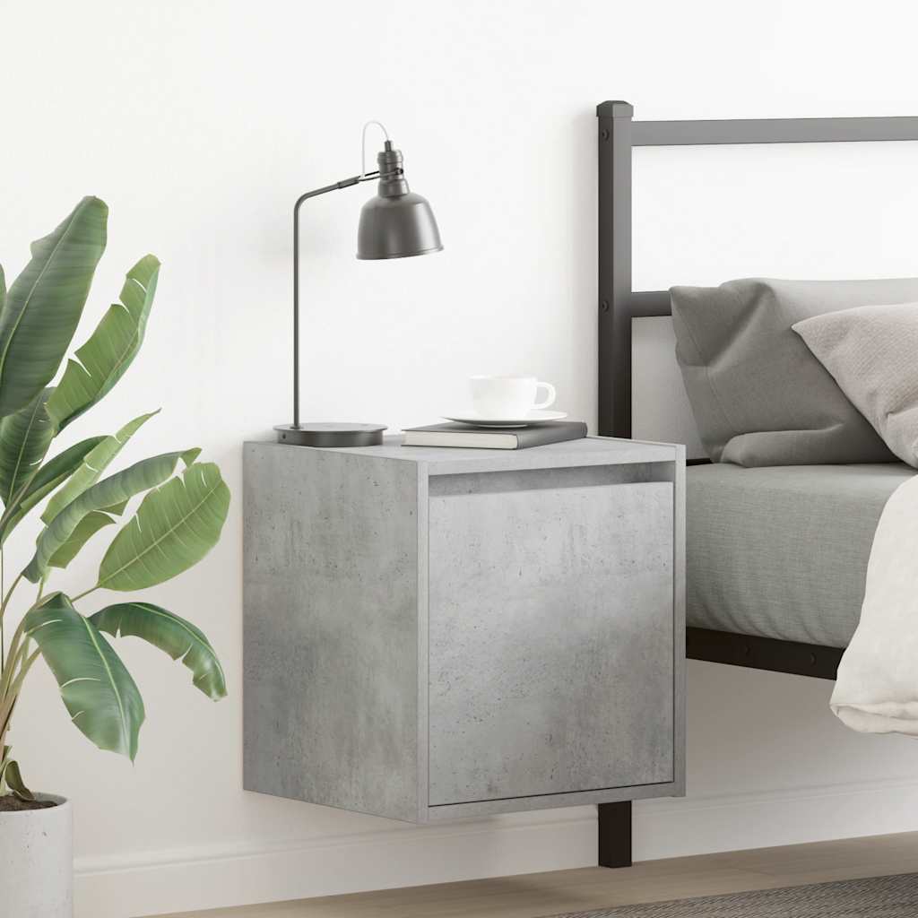 Wall-Mounted Bedside Cabinet Concrete Grey 38x34x40 cm