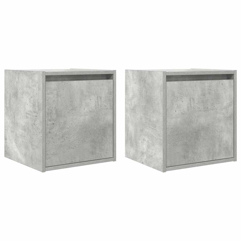 vidaXL Wall-Mounted Bedside Cabinets 2 pcs Concrete Grey 38x34x40 cm