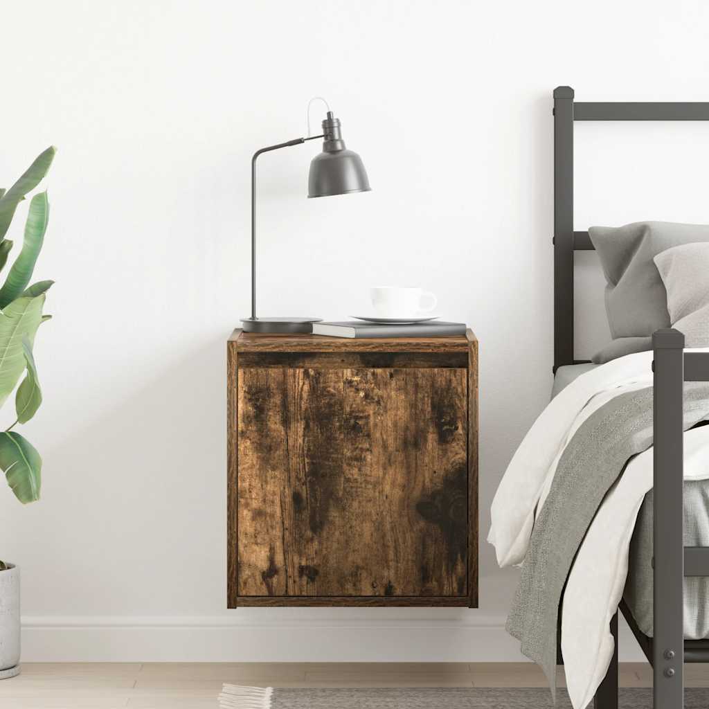 vidaXL Wall-Mounted Bedside Cabinet Smoked Oak 38x34x40 cm