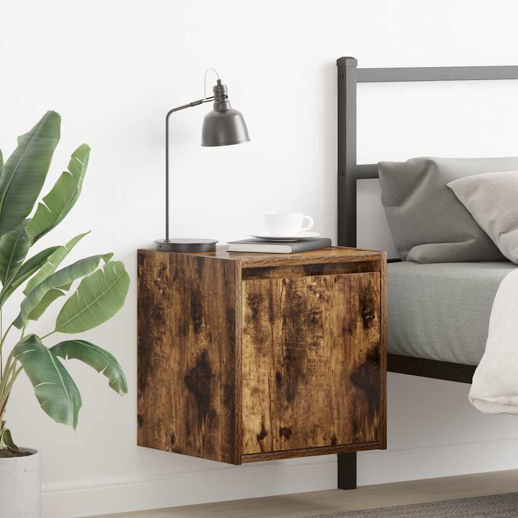 vidaXL Wall-Mounted Bedside Cabinet Smoked Oak 38x34x40 cm