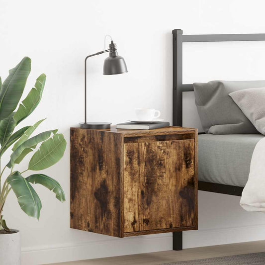 vidaXL Wall-Mounted Bedside Cabinet Smoked Oak 38x34x40 cm