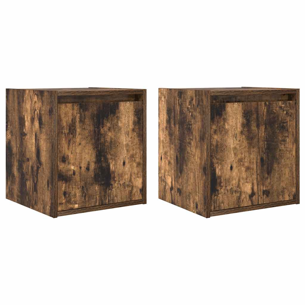 vidaXL Wall-Mounted Bedside Cabinets 2 pcs Smoked Oak 38x34x40 cm