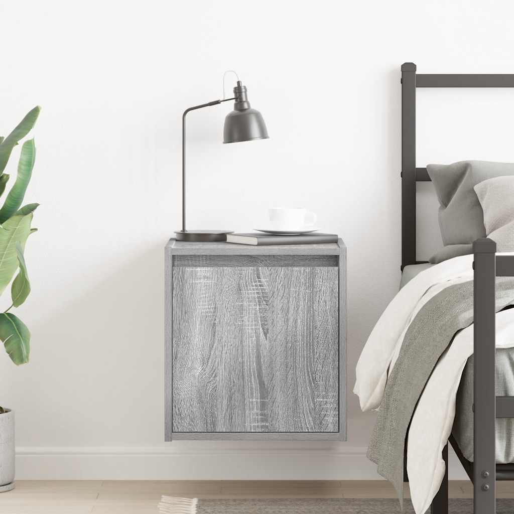 vidaXL Wall-Mounted Bedside Cabinet Grey Sonoma 38x34x40 cm