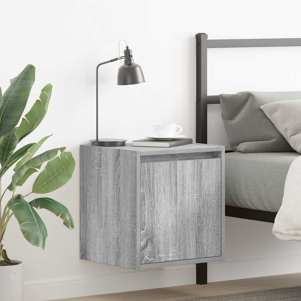 vidaXL Wall-Mounted Bedside Cabinet Grey Sonoma 38x34x40 cm