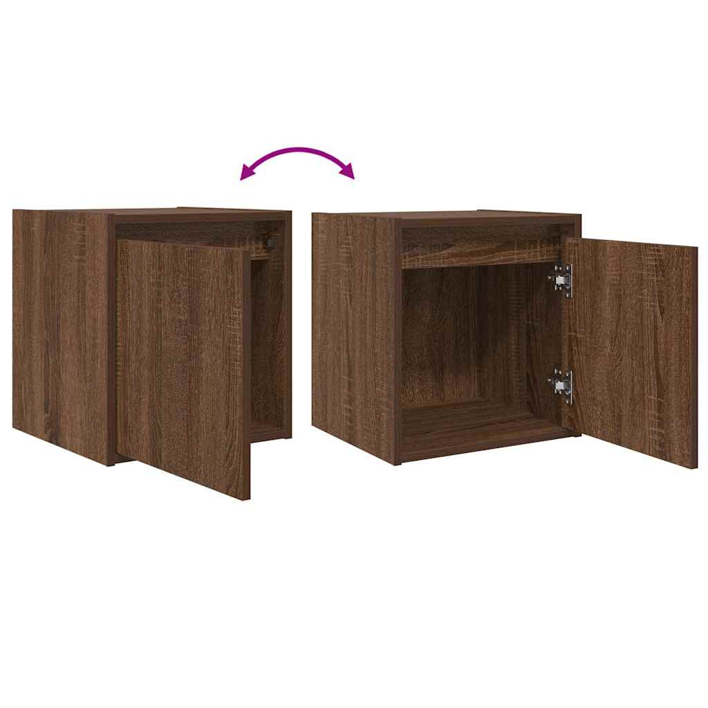 vidaXL Wall-Mounted Bedside Cabinet Brown Oak 38x34x40 cm