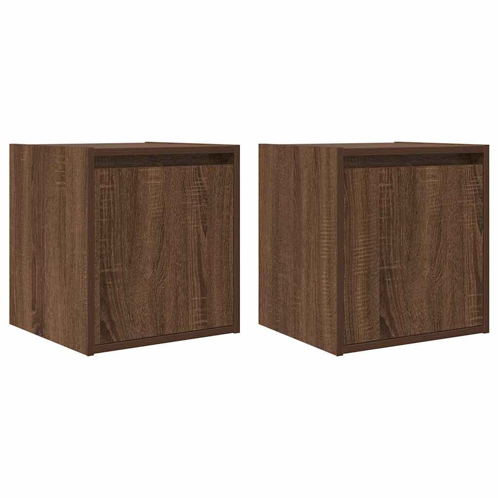 vidaXL Wall-Mounted Bedside Cabinets 2 pcs Brown Oak 38x34x40 cm