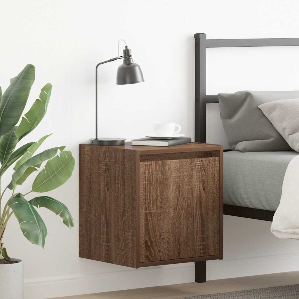 vidaXL Wall-Mounted Bedside Cabinets 2 pcs Brown Oak 38x34x40 cm