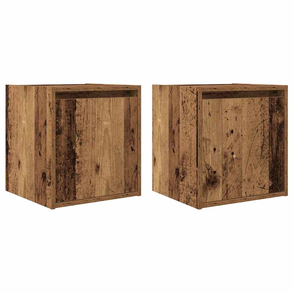 vidaXL Wall-Mounted Bedside Cabinets 2 pcs Old Wood 38x34x40 cm