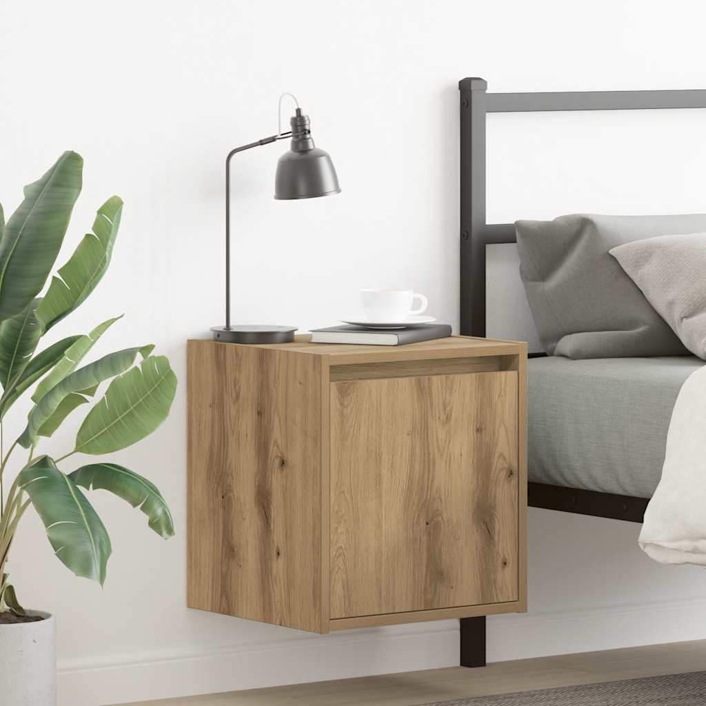 vidaXL Wall-Mounted Bedside Cabinet Artisan Oak 38x34x40 cm