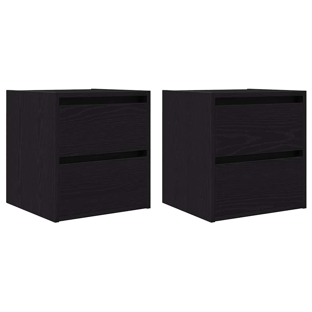 vidaXL Wall-mounted Bedside Cabinets 2 pcs Black Oak 38x34x40 cm